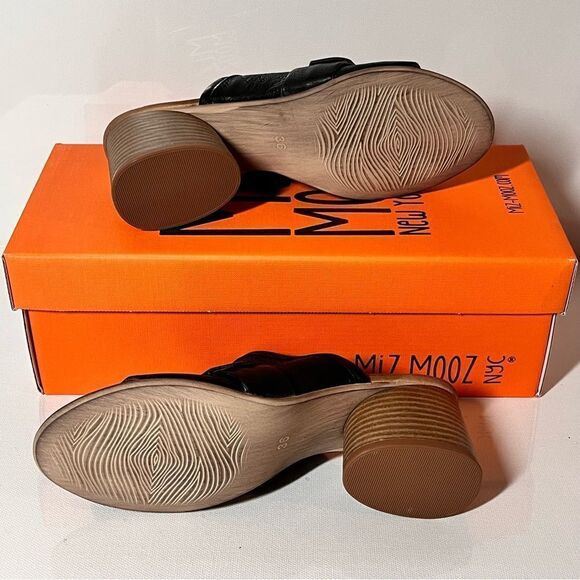 Miz Mooz Braydon Wide Width Leather Heeled Slide Sandals - Picture 6 of 7